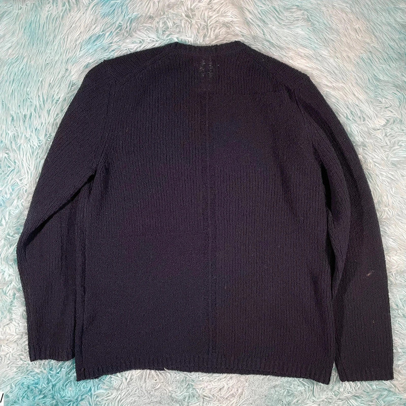 Navy Folk Knitted Jumper - Large