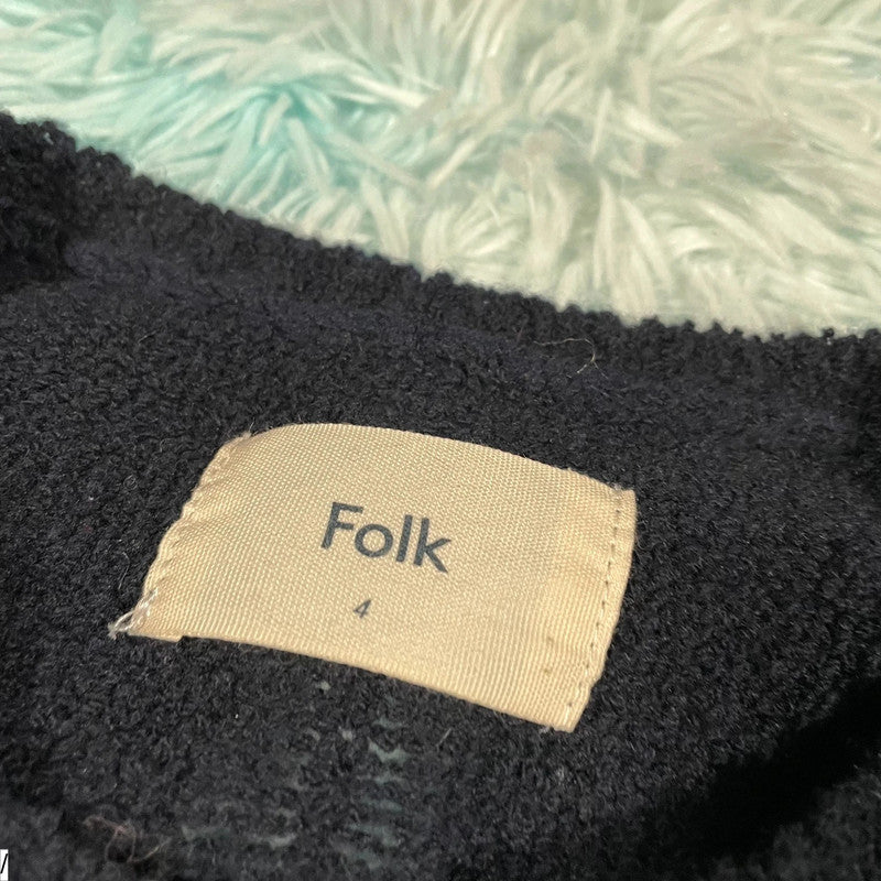 Navy Folk Knitted Jumper - Large