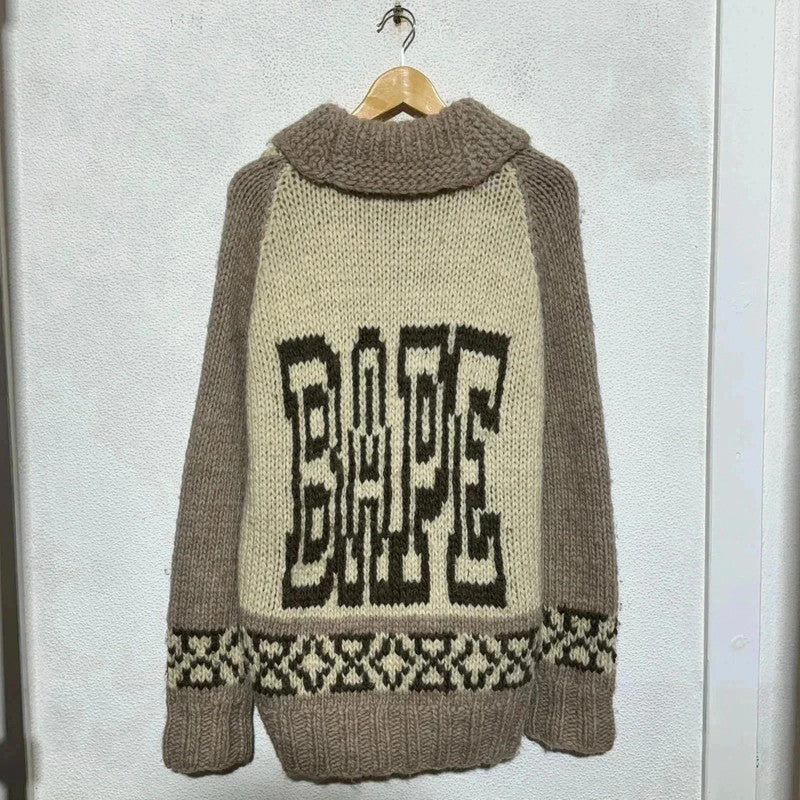 Cream & Beige BAPE Cowachan Knitted Jumper - Large
