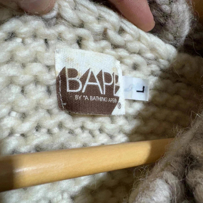 Cream & Beige BAPE Cowachan Knitted Jumper - Large