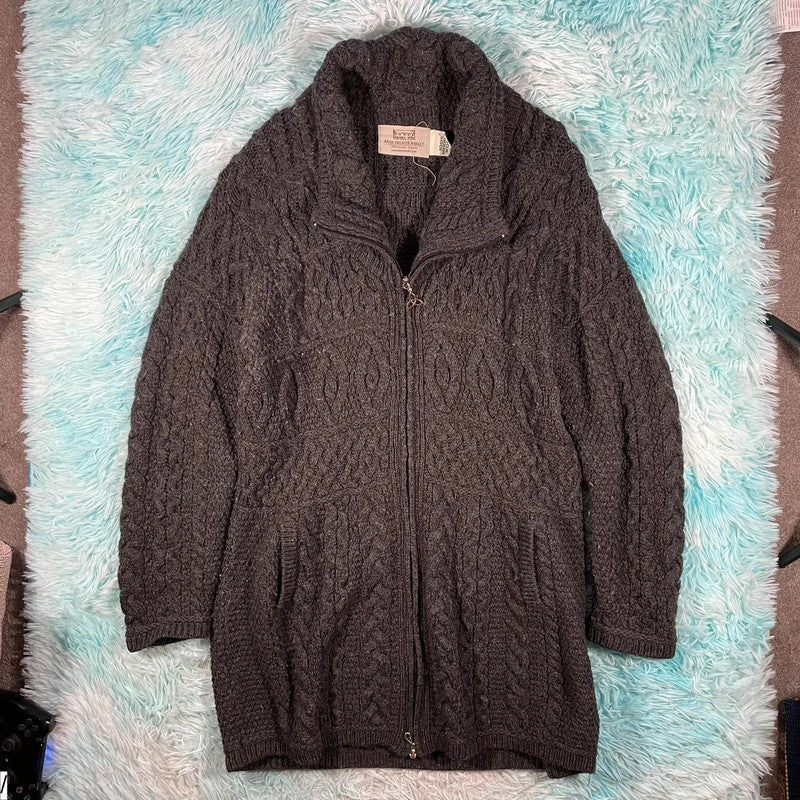 Grey Arran Knit Jumper Dress - XXL