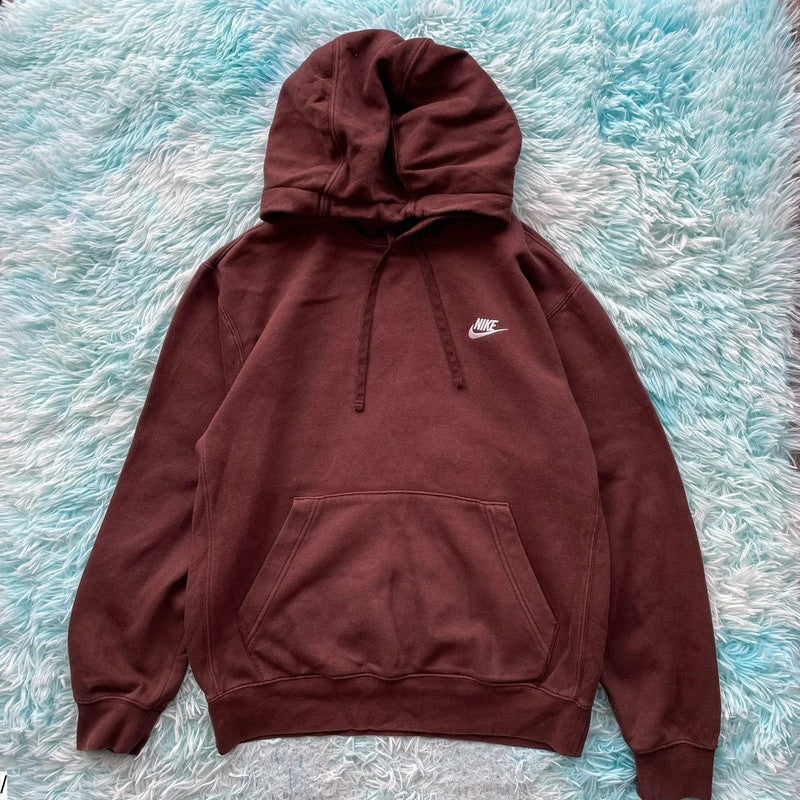 Brown Nike Hoodie Plain - Small