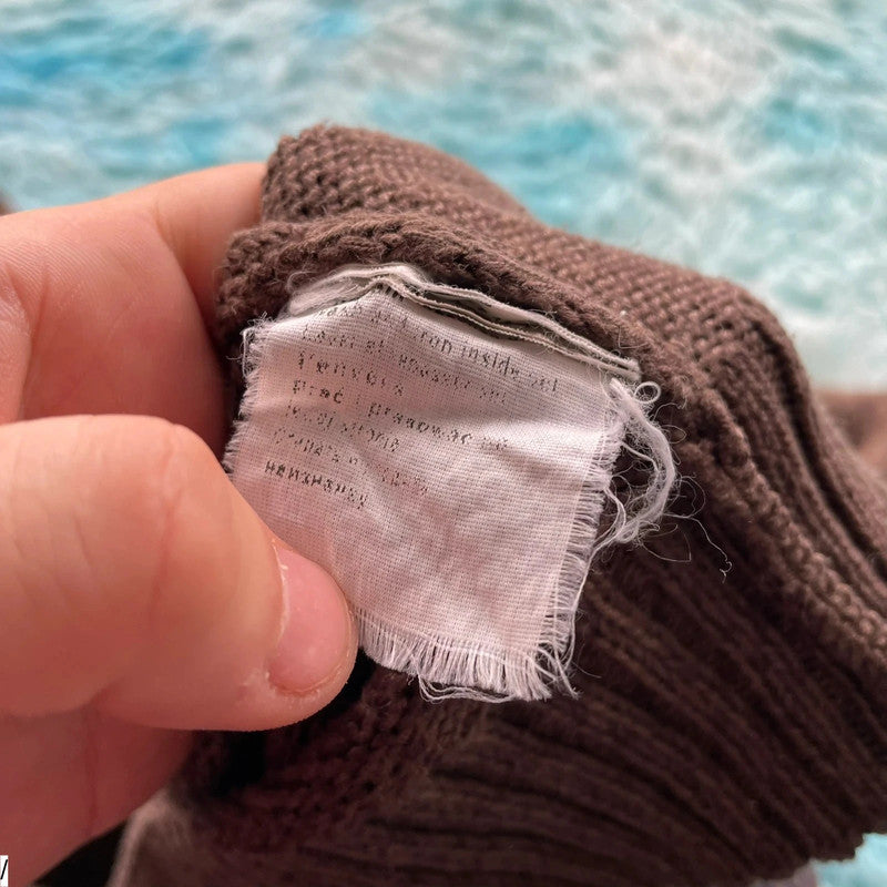 Vintage 00s Brown Olsen Knitted Jumper Full Zip - Medium