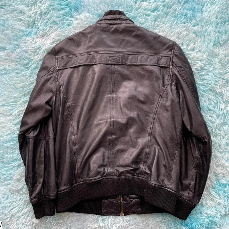 Vintage Y2K Black Helium Leather Jacket - Large