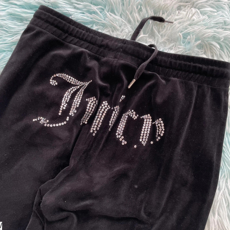 Black Juicy Couture Velour Tracksuit Bottoms - Small