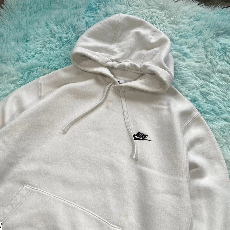 White Nike Hoodie Plain - Large