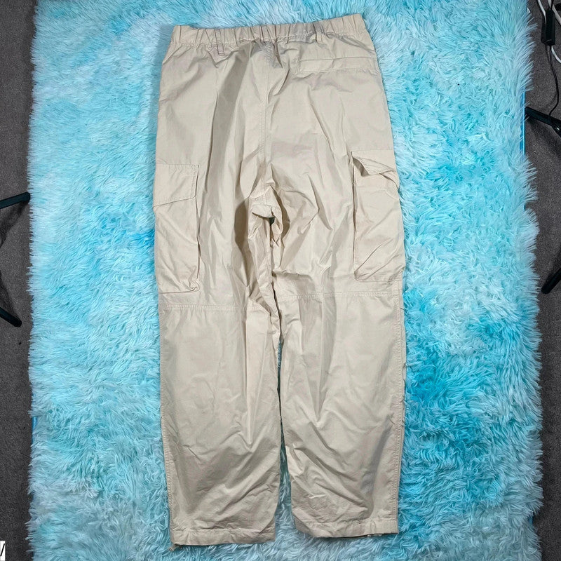 Beige Uniqlo Parachute Pants Nylon Cargo Bottoms - Medium