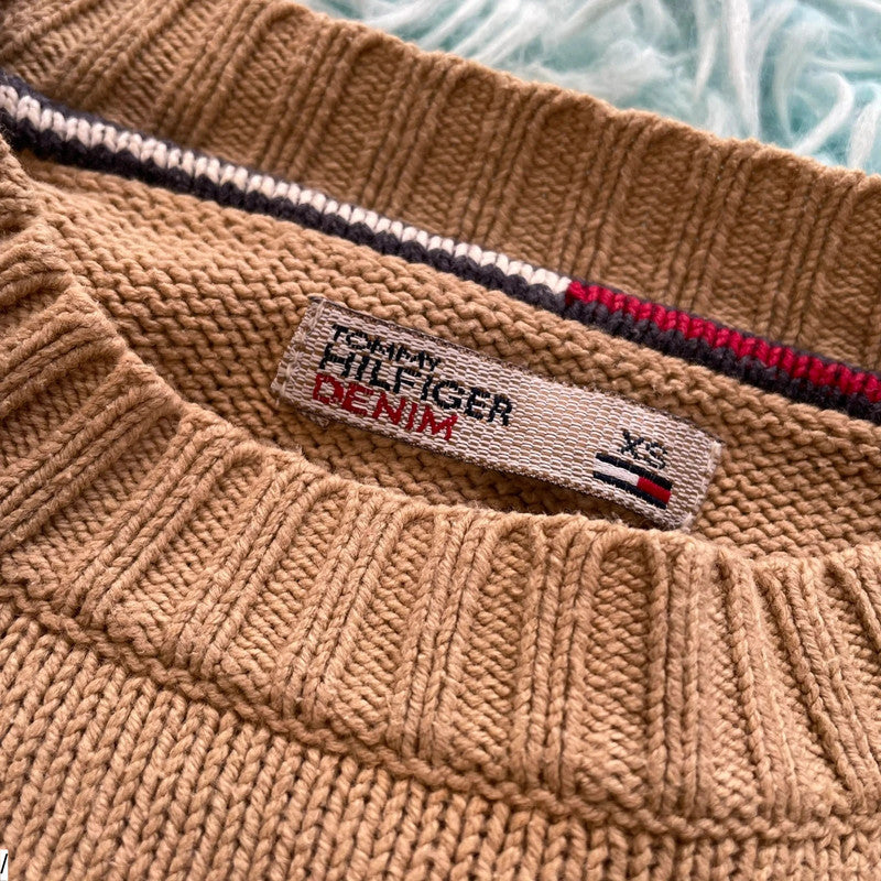 Brown Tommy Hilfiger Knitted Jumper Flag - XS