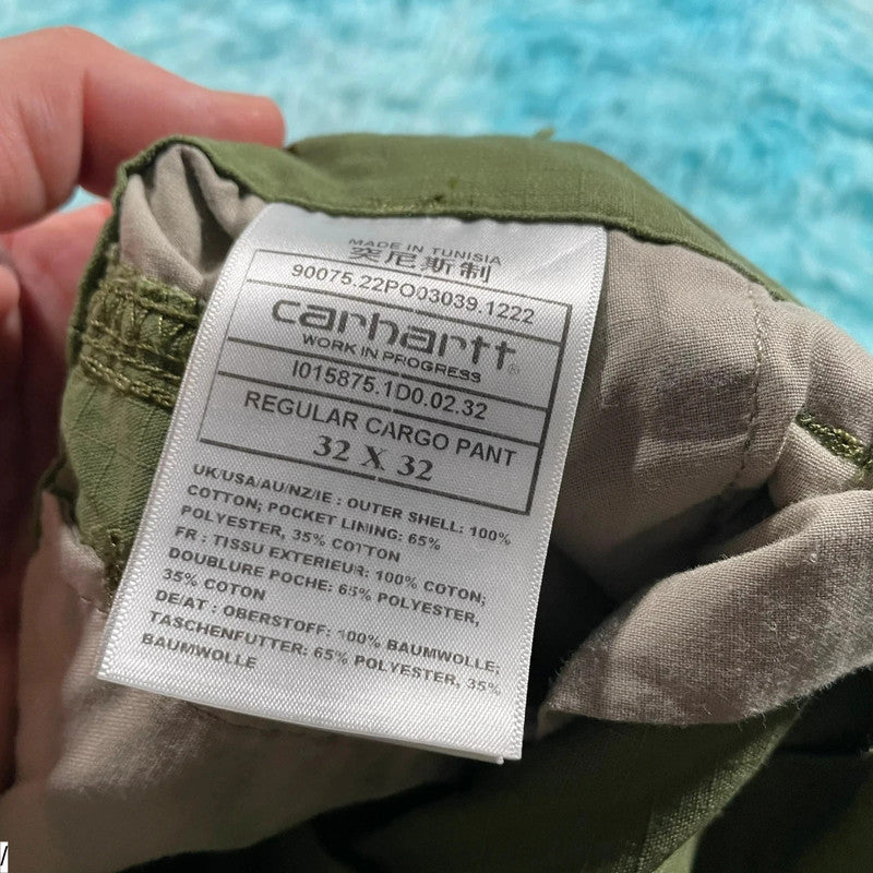 Khaki Carhartt Cargo Trousers Ripstop - 32W 32L