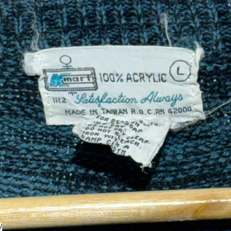 Vintage 80s Navy Aztec patterned Knitted Jumper - Large