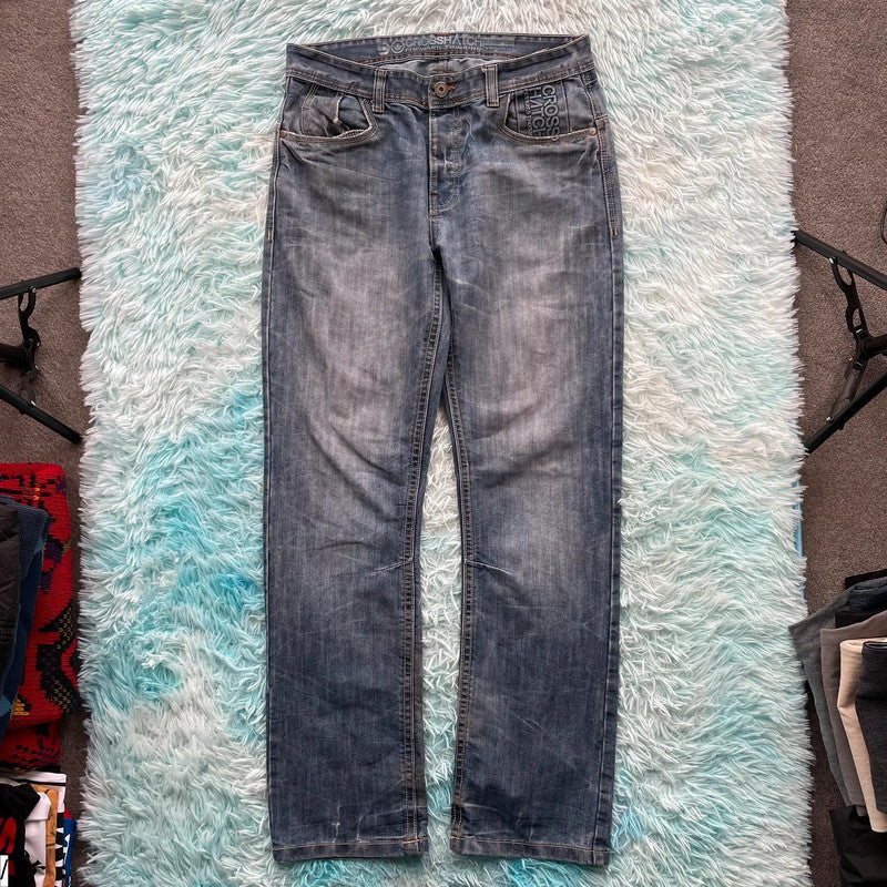 Vintage Y2K Crosshatch Baggy Jeans - 34W 32L