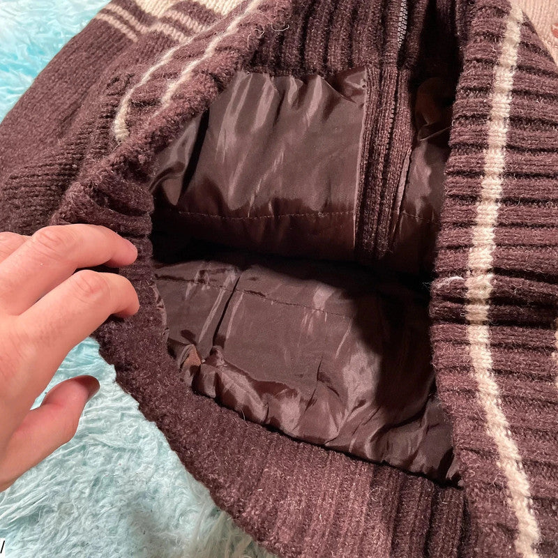 Vintage Brown & Cream G-Star Knitted Jacket - Medium