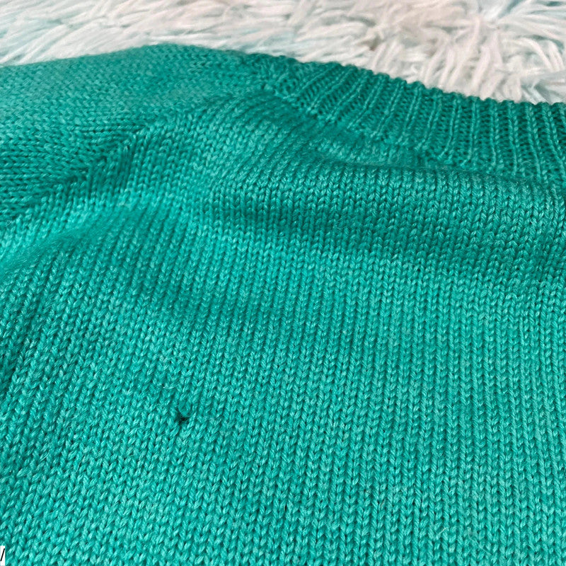 Vintage 80s Green Apple Patterned Knitted Jumper - Medium