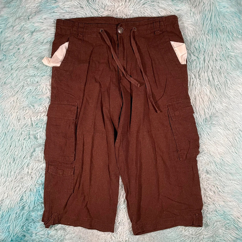 Vintage Y2K Brown Airwalk Linen Cargo Shirts - Medium