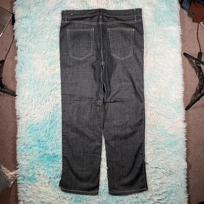Navy Zara Raw Denim Jeans Zipped-sides - Size 16