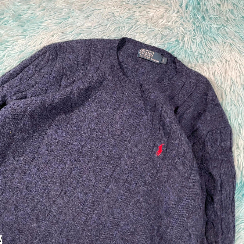 Vintage Navy Polo Ralph Lauren Knitted Jumper - Large