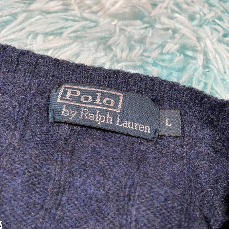 Vintage Navy Polo Ralph Lauren Knitted Jumper - Large