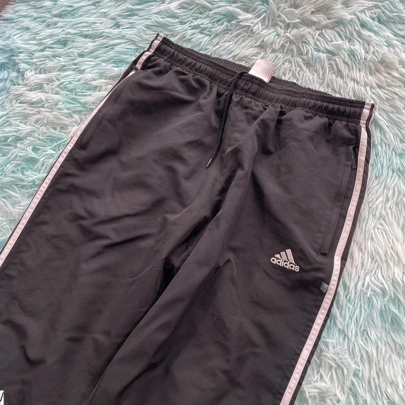 Vintage Black Adidas Tracksuit Bottoms - Medium