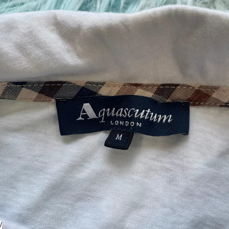 White Aquascutum Long Sleeve Polo Shirt - Medium