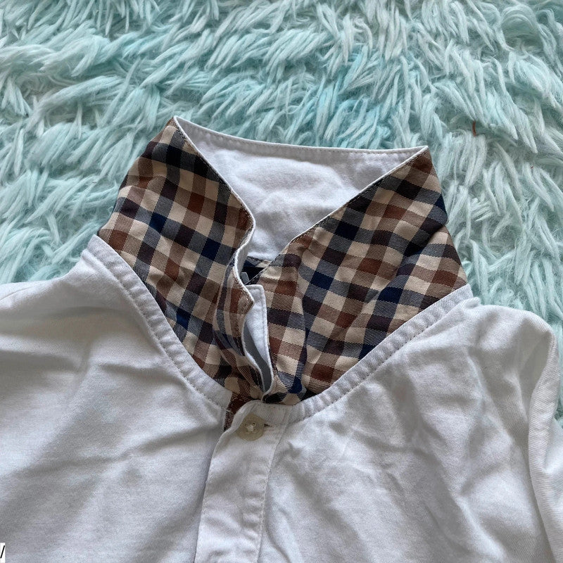 White Aquascutum Long Sleeve Polo Shirt - Medium