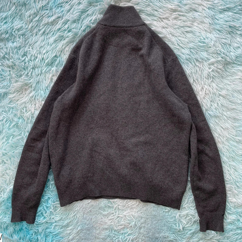 Grey Polo Ralph Lauren 1/4 Zip Jumper Wool Cashmere - Medium