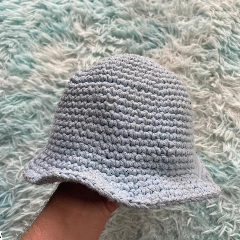 Baby Blue Crochet Hat Smiley