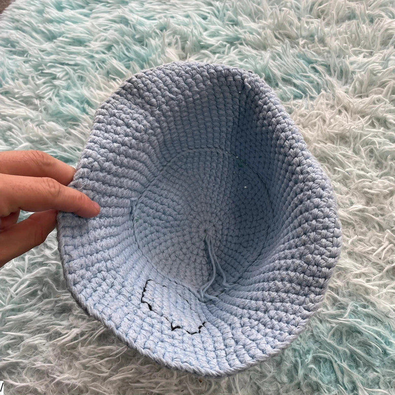 Baby Blue Crochet Hat Smiley