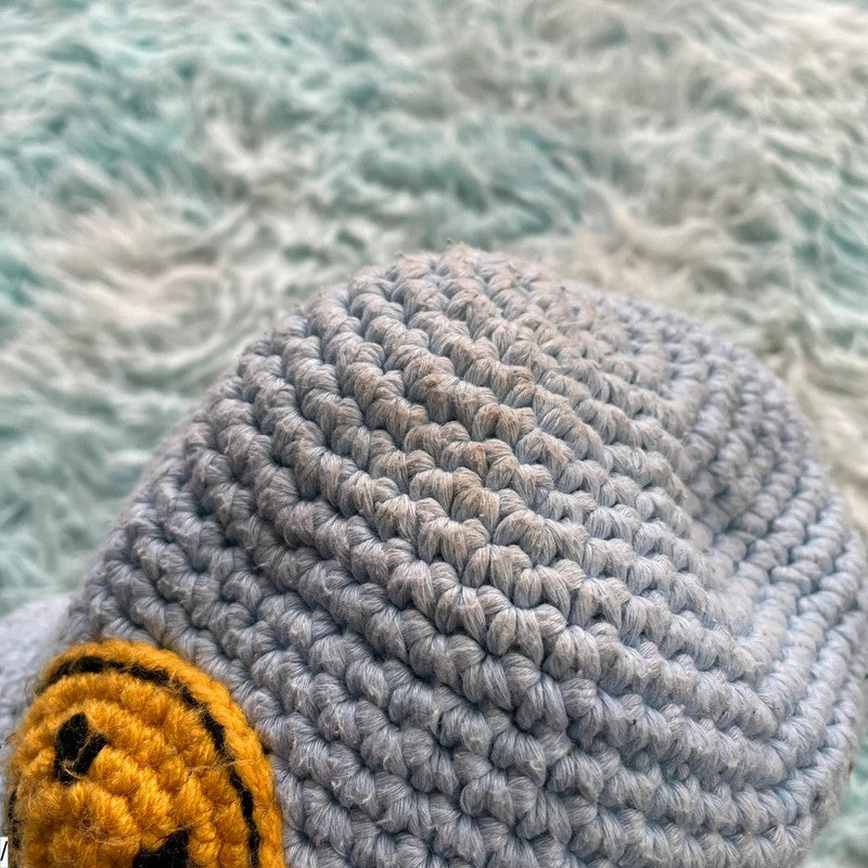 Baby Blue Crochet Hat Smiley