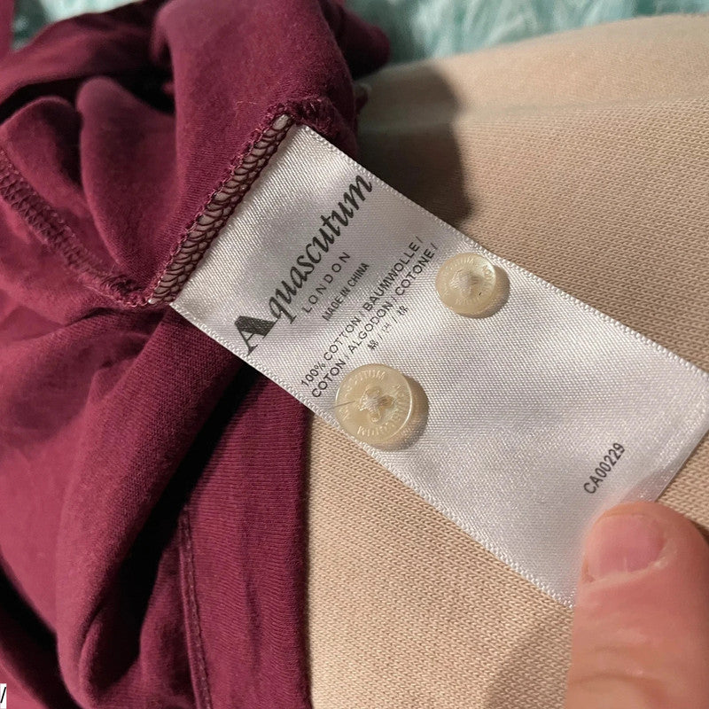 Maroon Aquascutum Long Sleeve Polo Shirt - XXL
