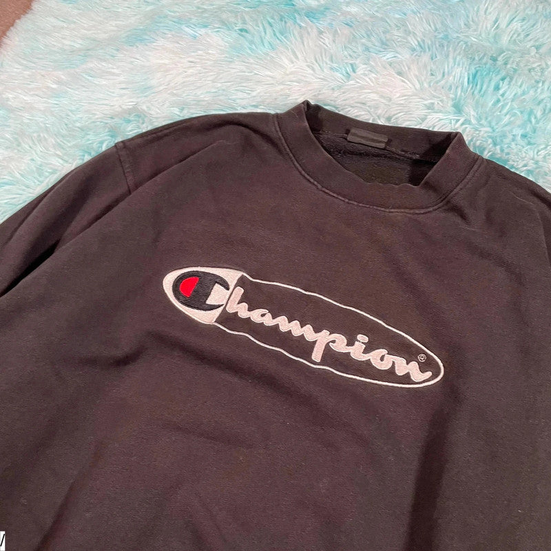 Vintage 90s Black Champion Sweatshirt Spellout - XL