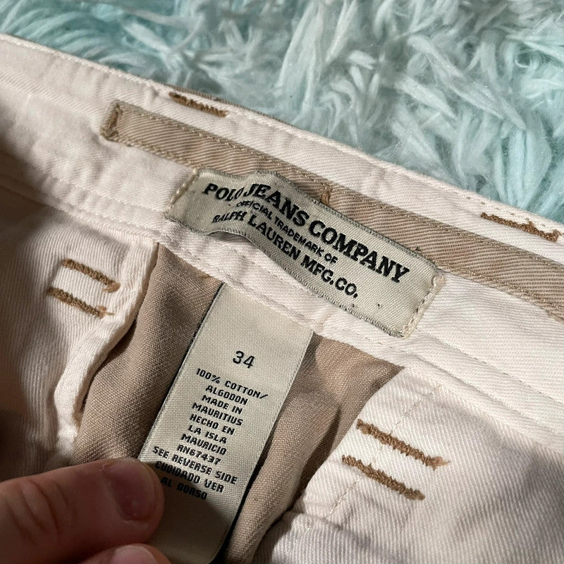 Vintage Beige Polo Jeans Ralph Lauren Cargo Shorts - W34