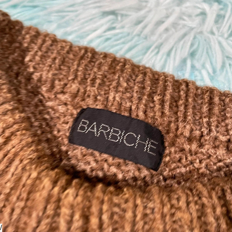 Vintage 90s Brown Patterned Knitted Jumper - Medium