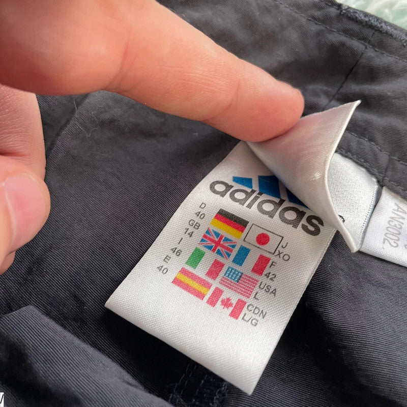 Vintage 90s Dark Grey Adidas Tracksuit Bottoms - Size 14