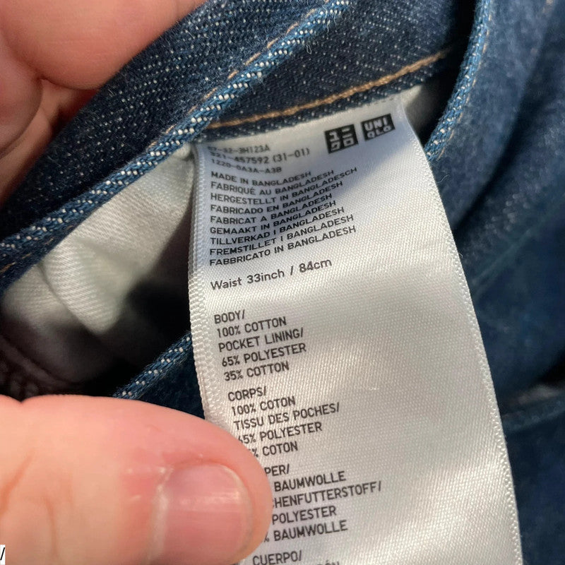 Navy Uniqlo Selvedge Jeans Straight Leg - W33 32L