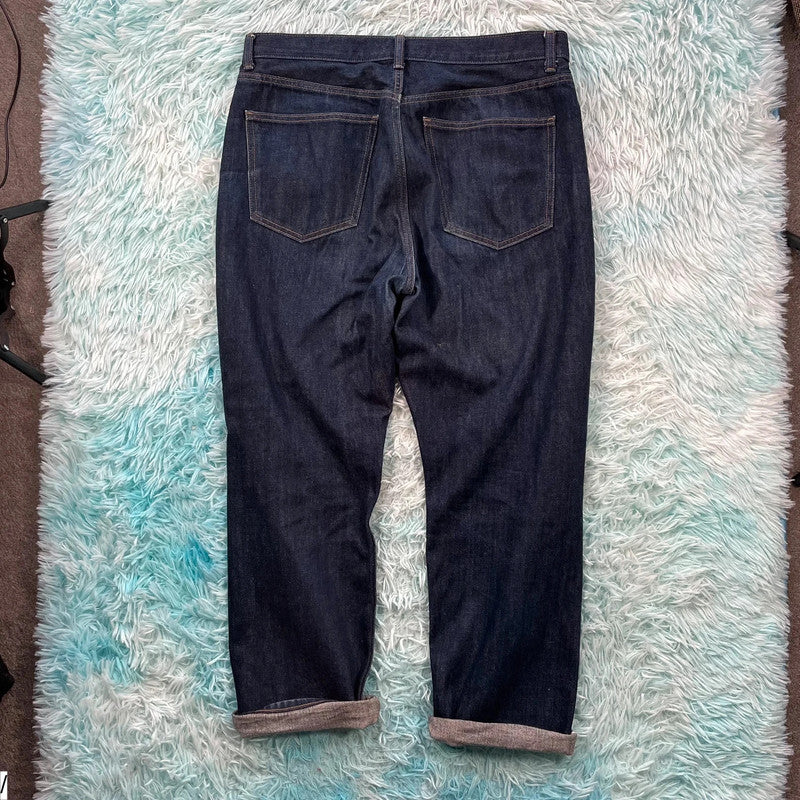 Navy Uniqlo Selvedge Jeans Straight Leg - W33 32L