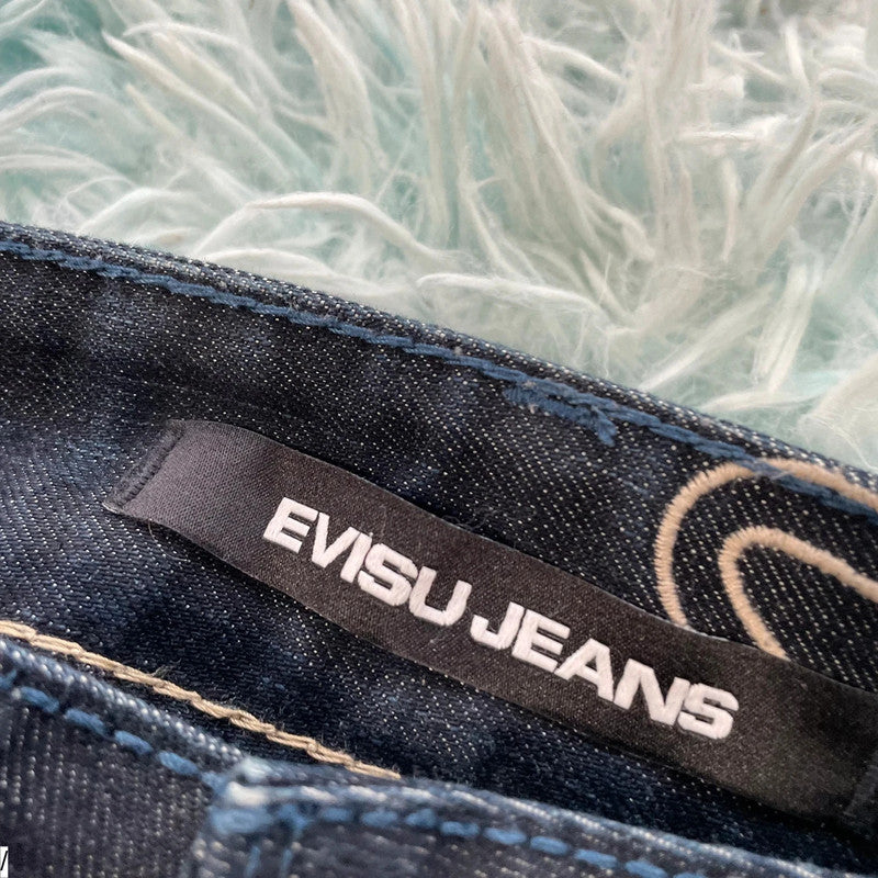 Navy Evisu Genes Jeans All Over Logo - -W32 L32