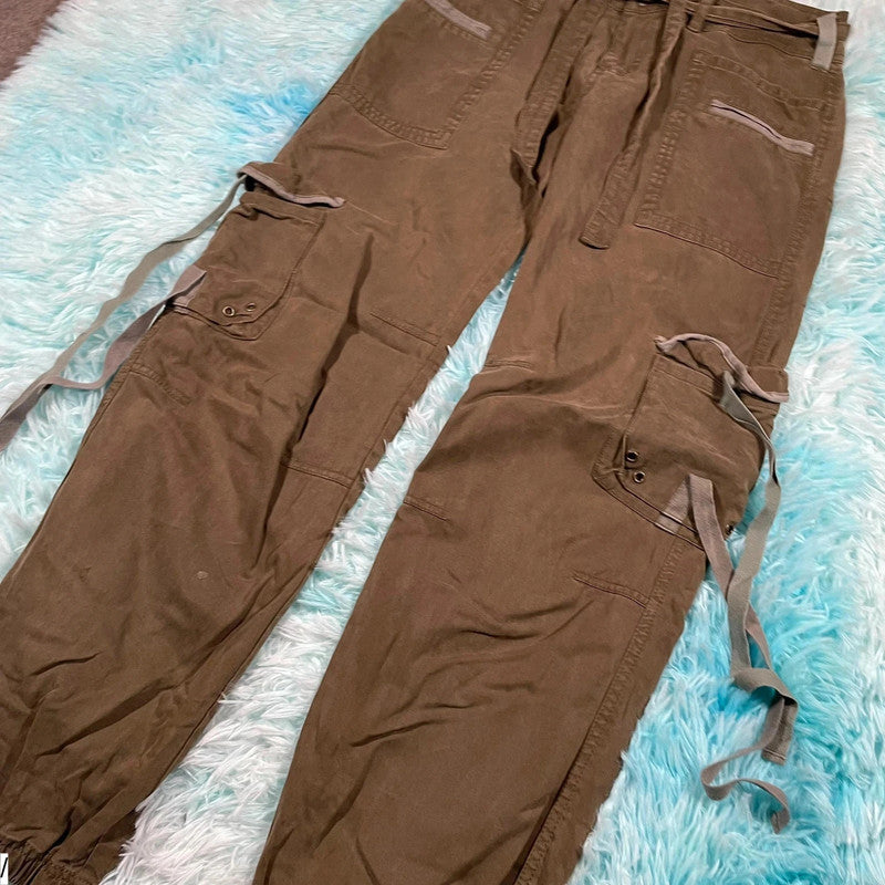 Vintage 00s Y2K Brown Combat Cargo Trousers - UK8