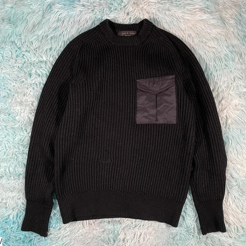 Black Rag & Bone Chunky Knitted Jumper - Small