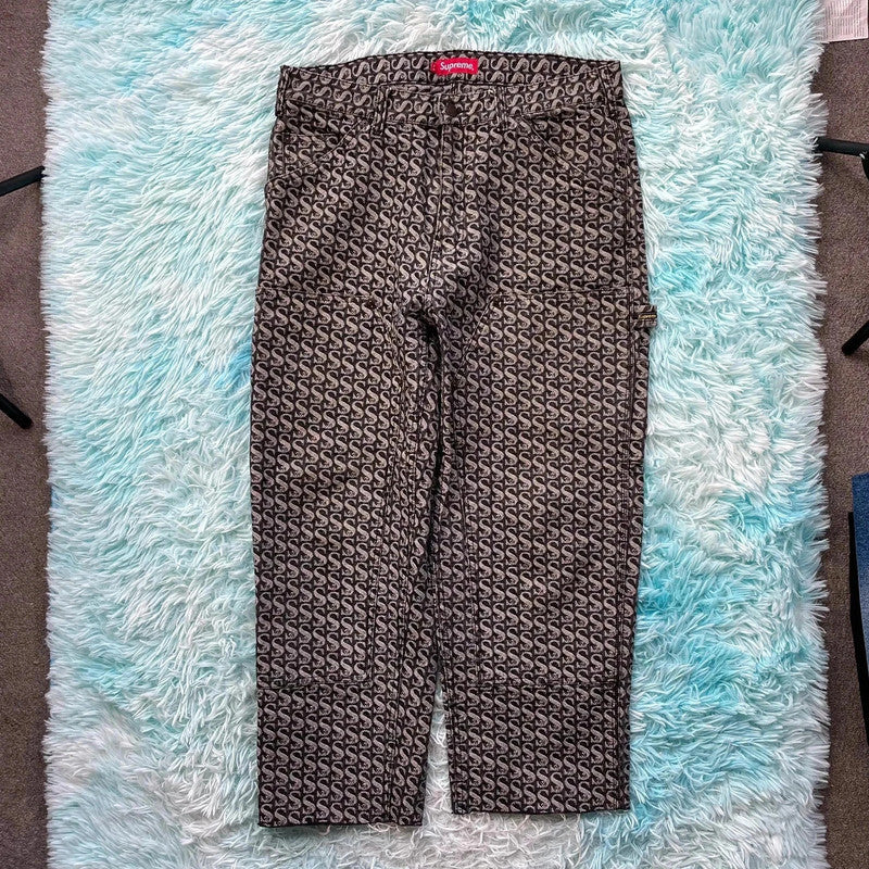 Grey Supreme Jacquard Jeans Double Knee - 34W