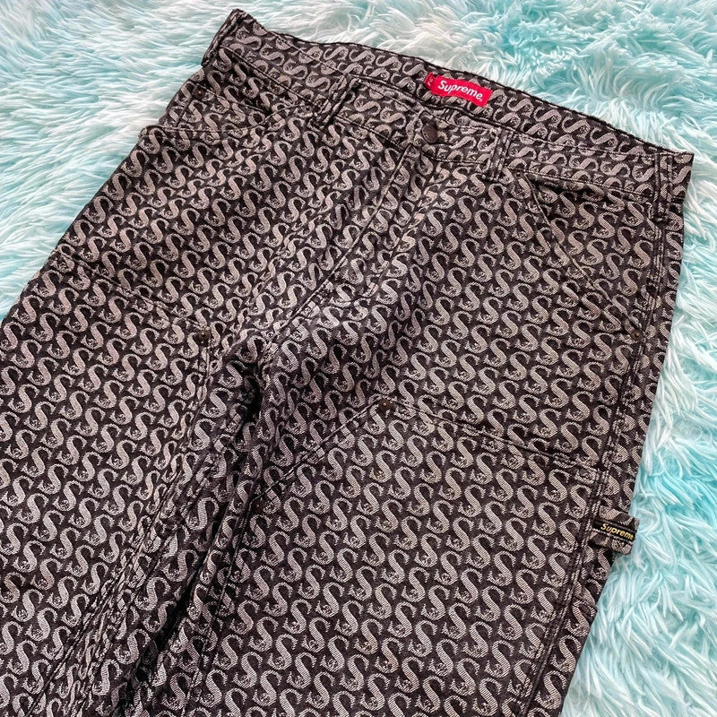 Grey Supreme Jacquard Jeans Double Knee - 34W