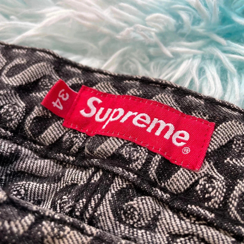 Grey Supreme Jacquard Jeans Double Knee - 34W