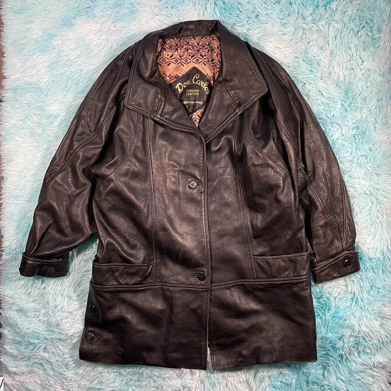 Vintage 90s Black Leather Jacket - Medium