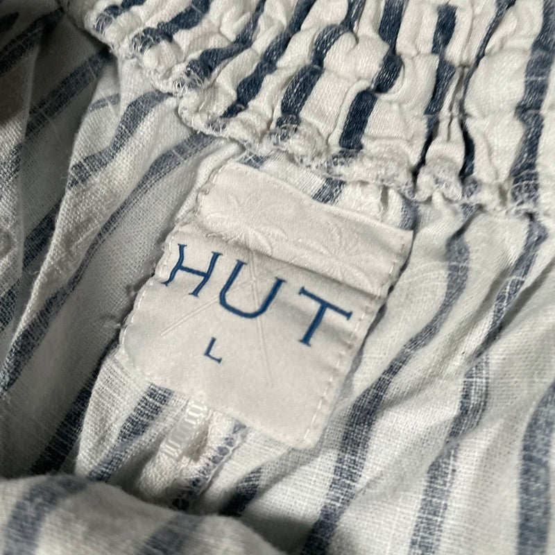 White & Blue Striped HUT Shorts - large