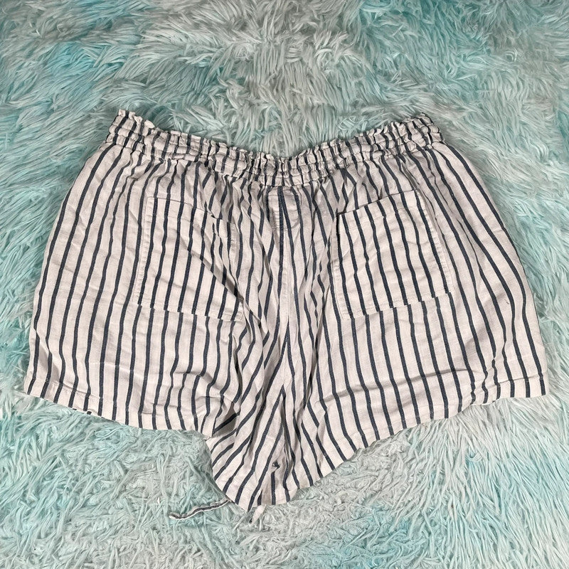 White & Blue Striped HUT Shorts - large