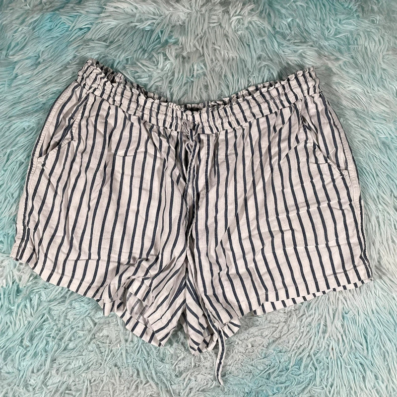 White & Blue Striped HUT Shorts - large