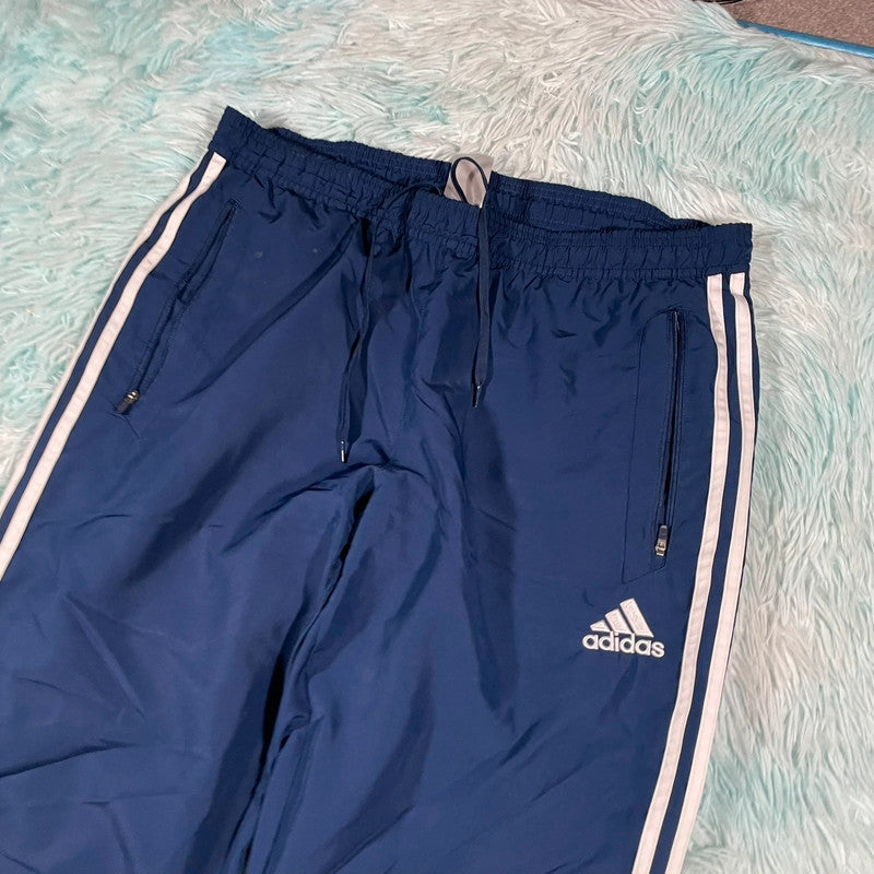 Navy Blue Adidas Tracksuit Bottoms - Large
