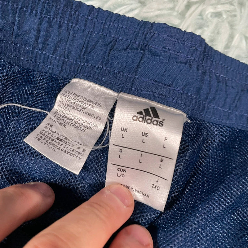 Navy Blue Adidas Tracksuit Bottoms - Large