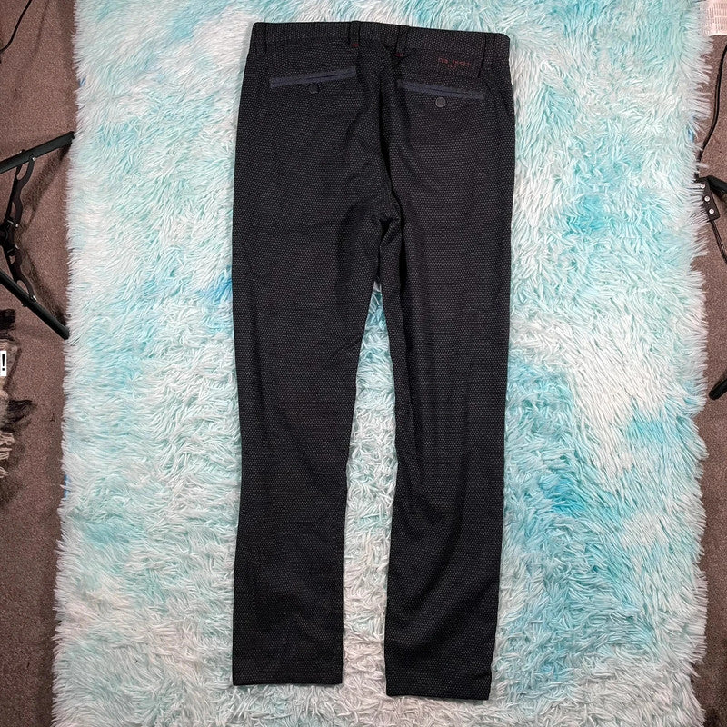 Navy Patterned Ted Baker Golf Chinos Trousers - 32W