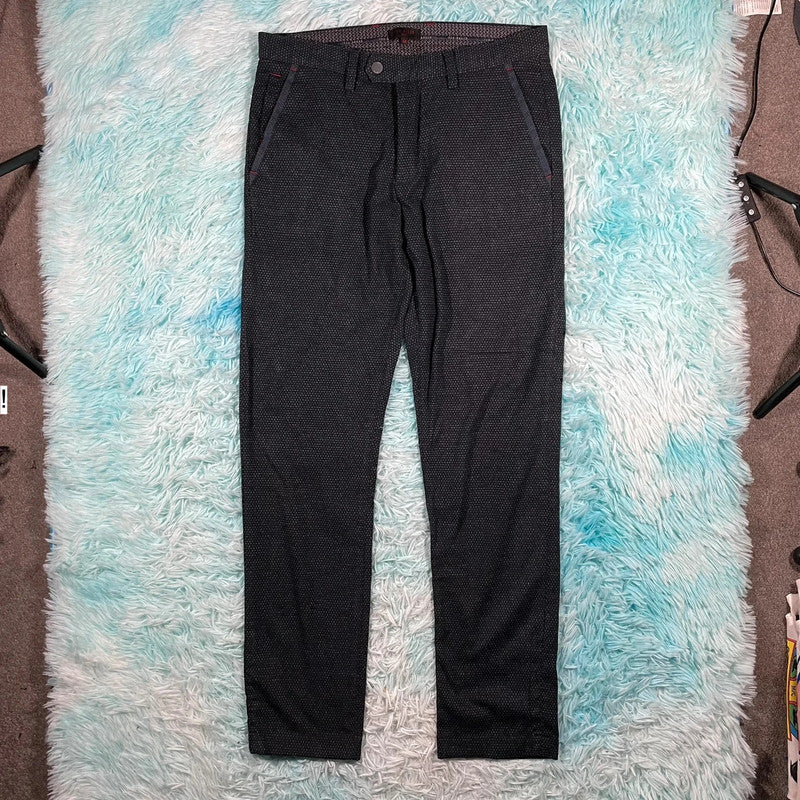 Navy Patterned Ted Baker Golf Chinos Trousers - 32W