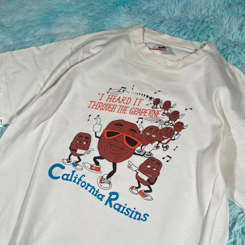Vintage 90s White California Raisins Band T Shirt - Large